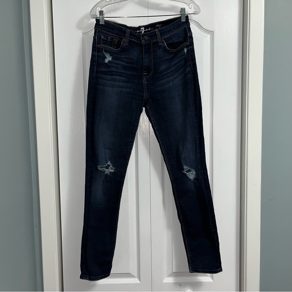 7 FOR ALL MANKIND high waist ankle denim jeans womens size 28 ripped distressed